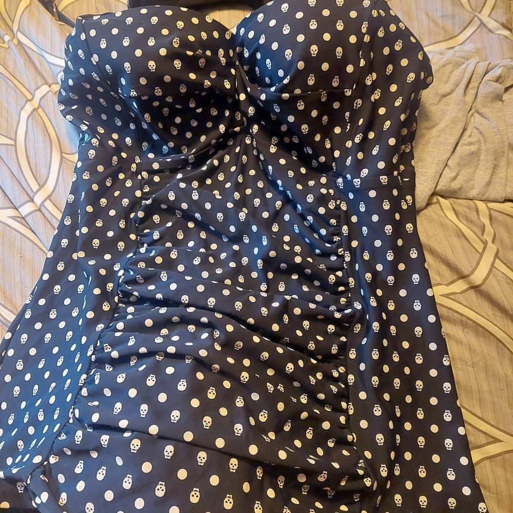 Torrid Skull Dot Print Ruched Tankini Swimsuit Top
